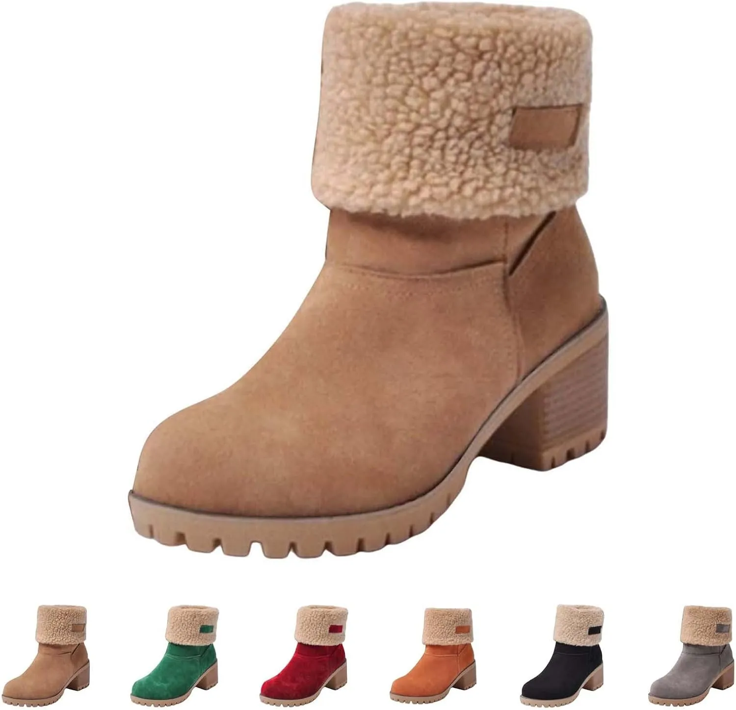 Womens Boots 2024 Winter Warm Snow Boots Ladies Casual Fashion Booties Ankle Boots Womens Mid Calf Boots
