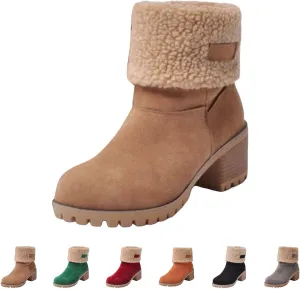 Womens Boots 2024 Winter Warm Snow Boots Ladies Casual Fashion Booties Ankle Boots Womens Mid Calf Boots