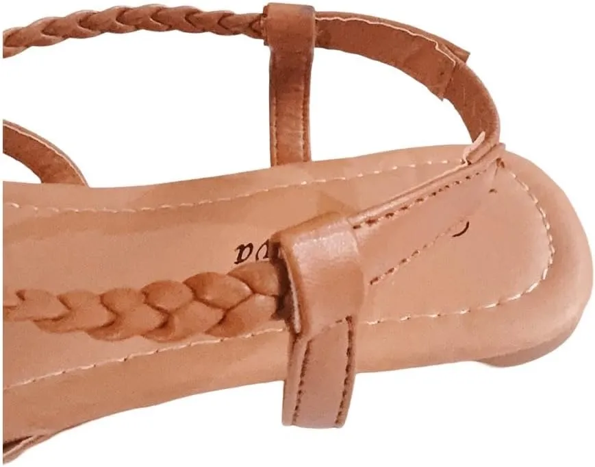 Women's Braided Strap Flat Sandals – Comfortable Open-Toe Slip-On Gladiator Sandals with Back Strap, Casual Summer Footwear