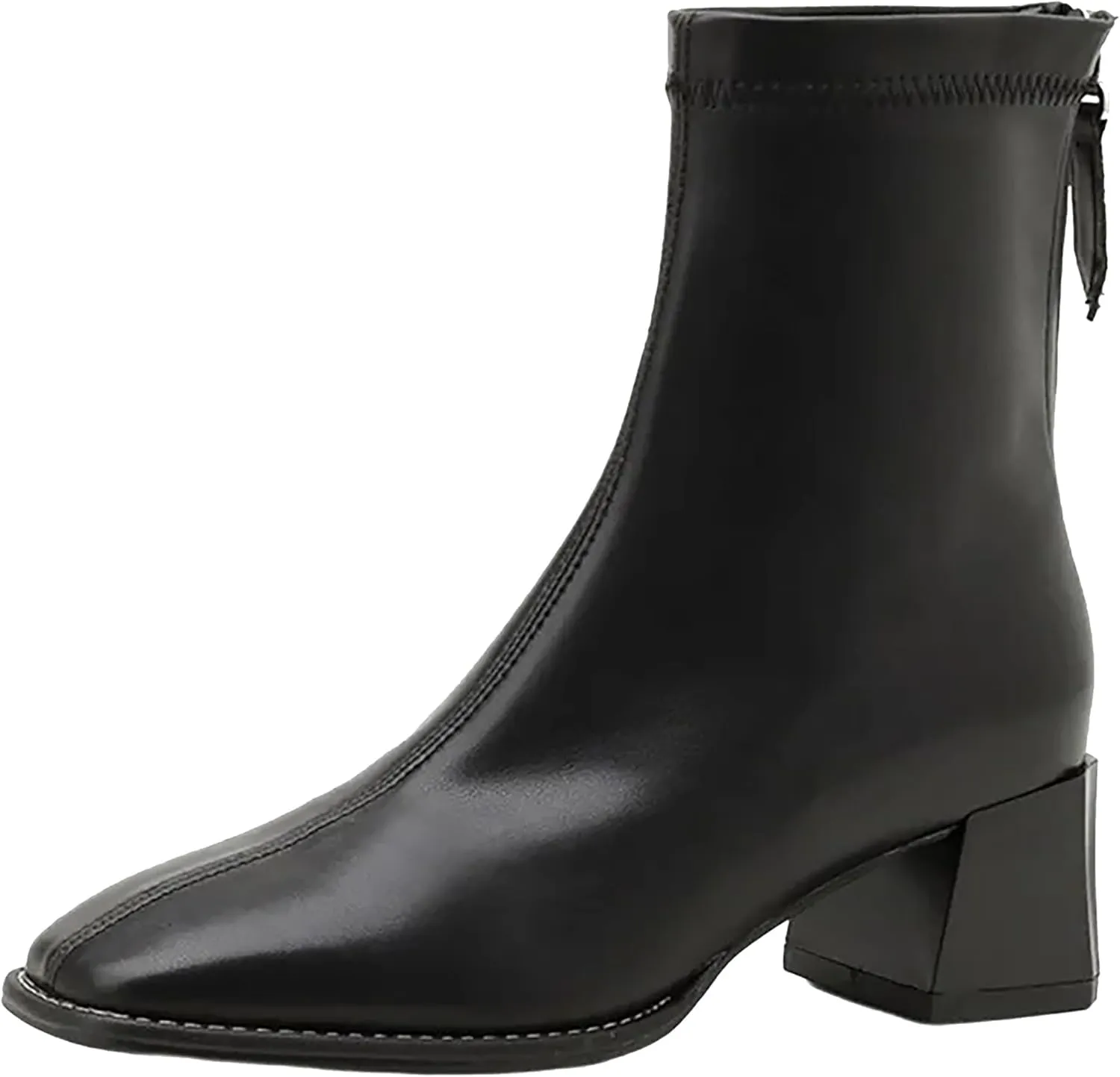 Women's Chelsea Chunky Heeled Ankle Boots Fleece Lining PU Upper Solid Color Comfort Booties