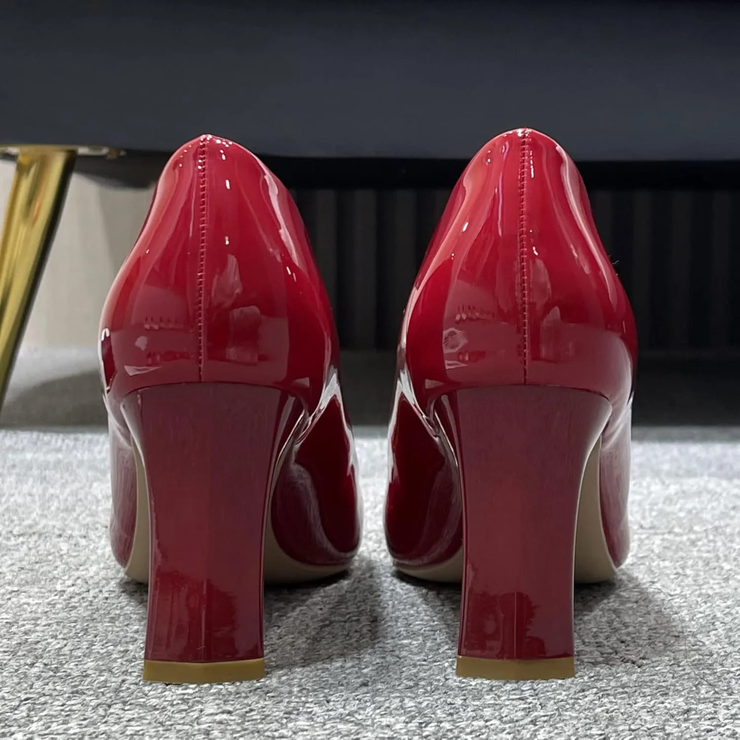 Women's Closed Pointed Toe Chunky Block High Heels Slip On Office Wedding Dress Pumps Shoes for Women 3 Inches