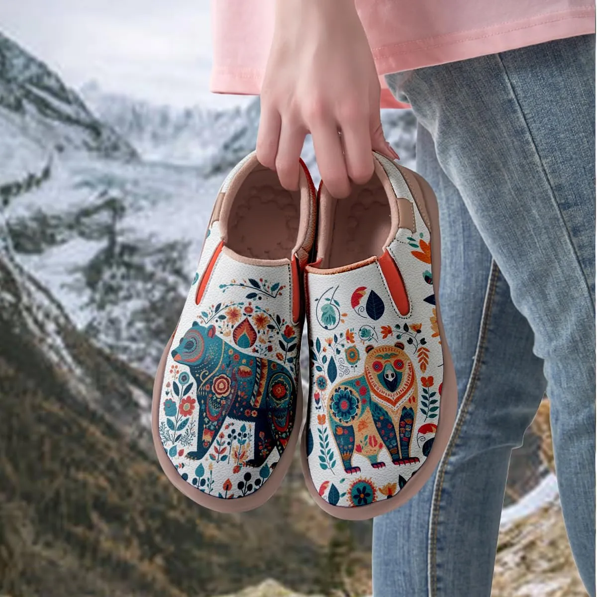 Womens Comfort Animal Painted Loafers - Travel Shoes Slip On Lightweight Casual Walking