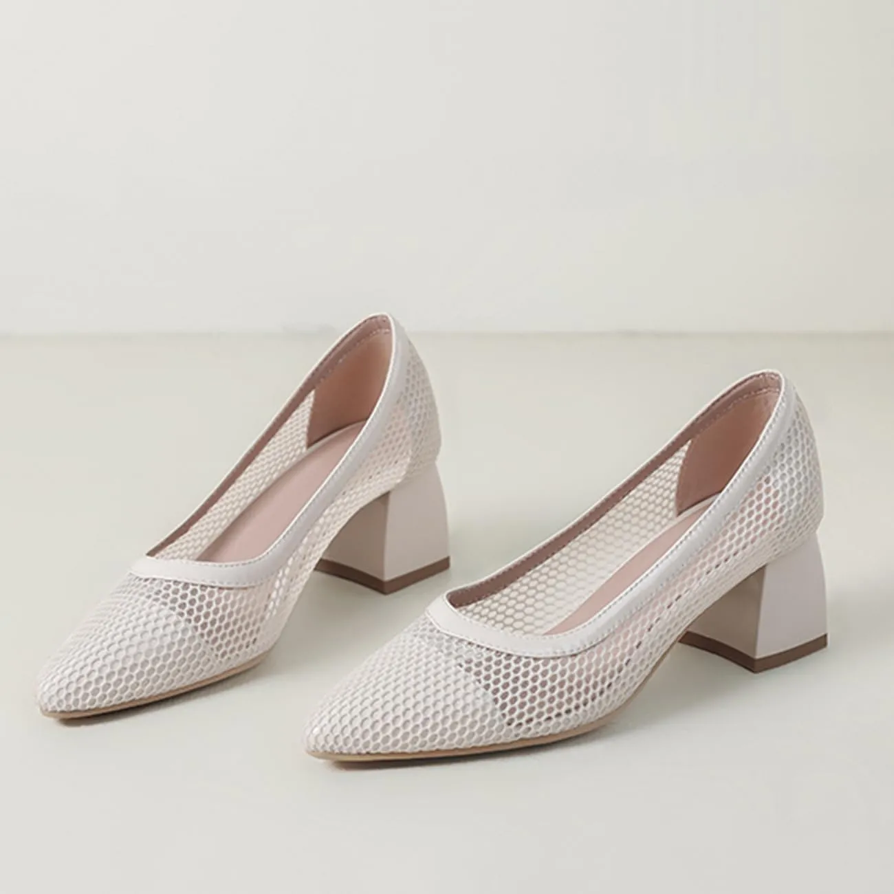 Womens Comfortabl Pumps Block Mid Heels Slip on Pumps