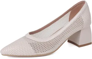 Womens Comfortabl Pumps Block Mid Heels Slip on Pumps
