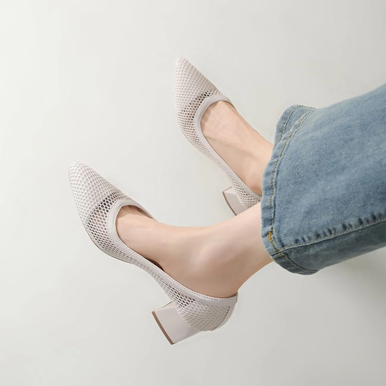 Womens Comfortabl Pumps Block Mid Heels Slip on Pumps
