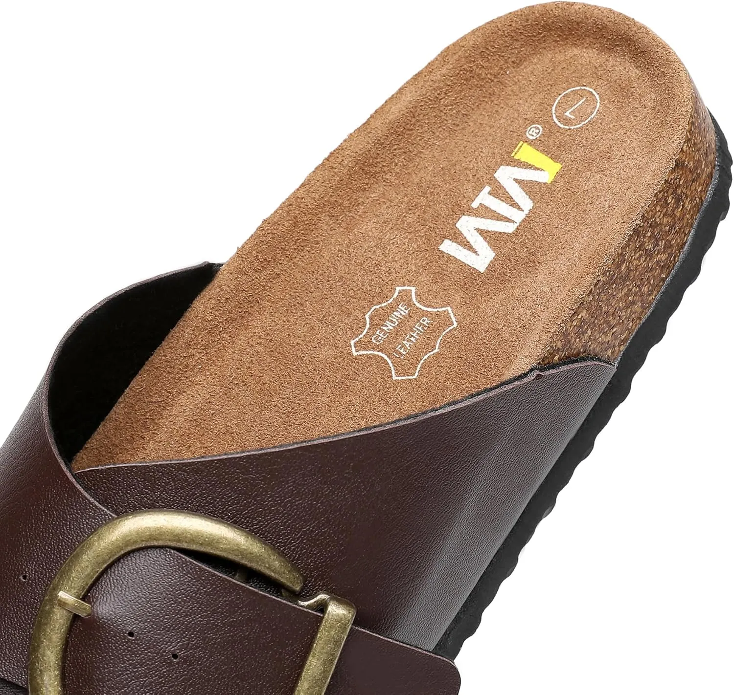 Women's Cork Footbed Sandals Cow Suede Slide Sandals for Women with Adjustable Strap Buckle Open Toe Beach Sandals