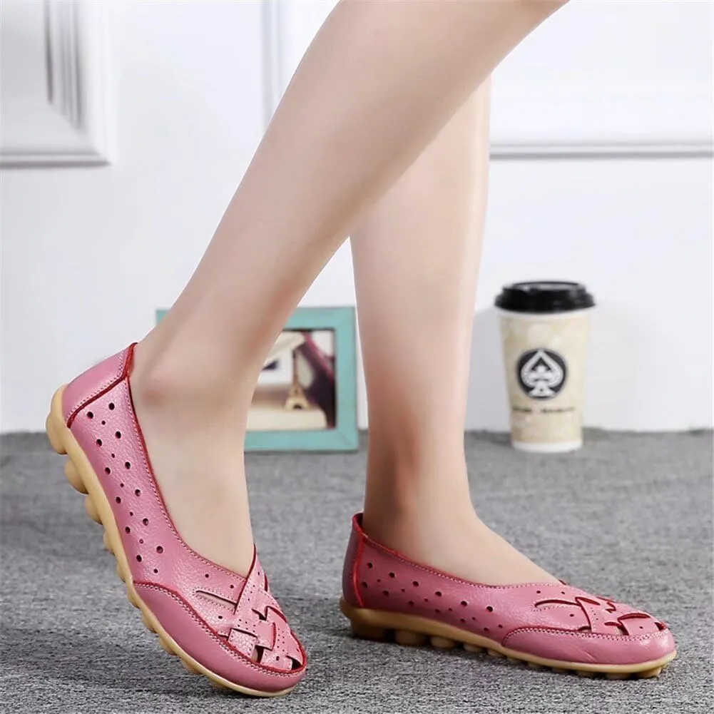 Women's Cowhide Leather Shoes Retro Closed Toe Flat Sandals Casual Comfort Slip On Shoe Fashion Genuine Sandal Wide Box Loafers Shoes Driving Moccasins Dressy Walking Sandals