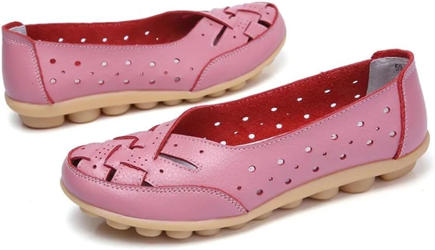 Women's Cowhide Leather Shoes Retro Closed Toe Flat Sandals Casual Comfort Slip On Shoe Fashion Genuine Sandal Wide Box Loafers Shoes Driving Moccasins Dressy Walking Sandals