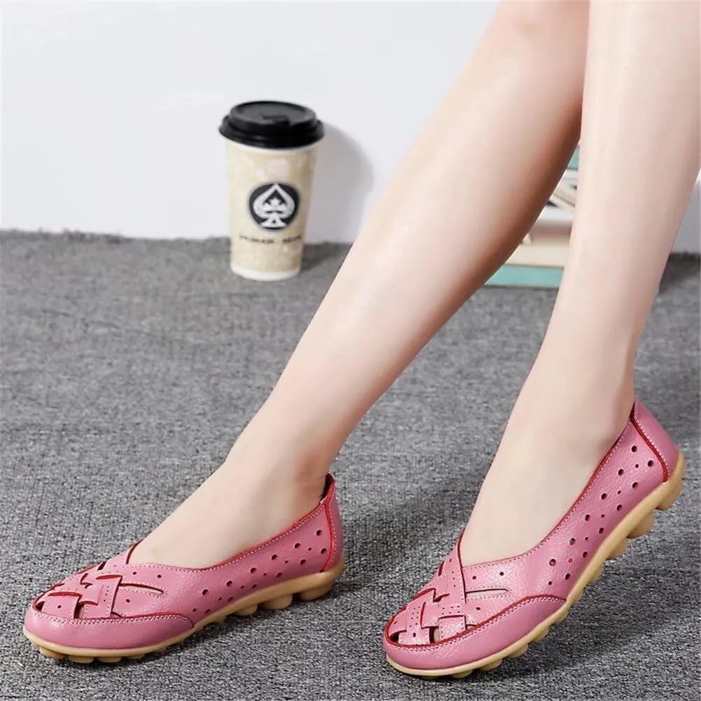 Women's Cowhide Leather Shoes Retro Closed Toe Flat Sandals Casual Comfort Slip On Shoe Fashion Genuine Sandal Wide Box Loafers Shoes Driving Moccasins Dressy Walking Sandals