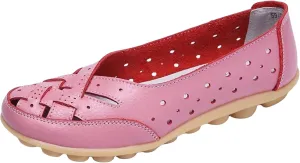 Women's Cowhide Leather Shoes Retro Closed Toe Flat Sandals Casual Comfort Slip On Shoe Fashion Genuine Sandal Wide Box Loafers Shoes Driving Moccasins Dressy Walking Sandals