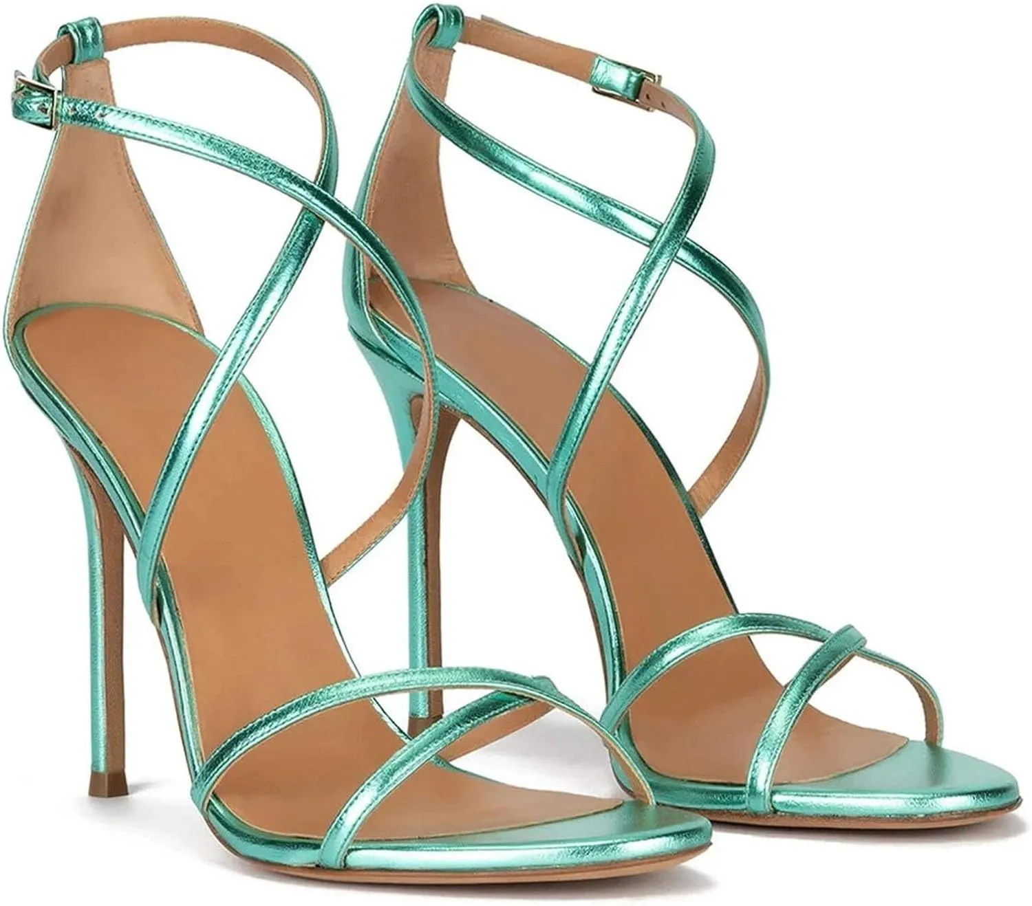 Women's Cross Strap Stiletto Sandals, Open Toe Summer Evening Dress Heels