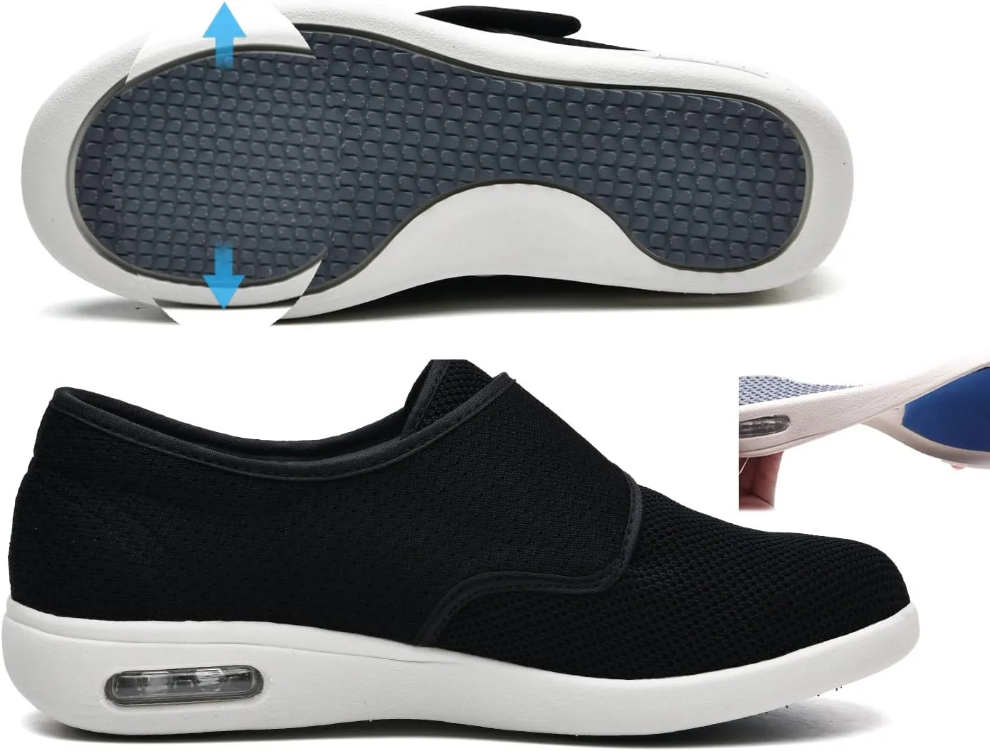 Women's Diabetic Shoes with Adjustable Closure,Non-Slip Wide Width Lightweight Shoes for Edema Plantar Fasciitis Bunions Arthritis Swollen Feet