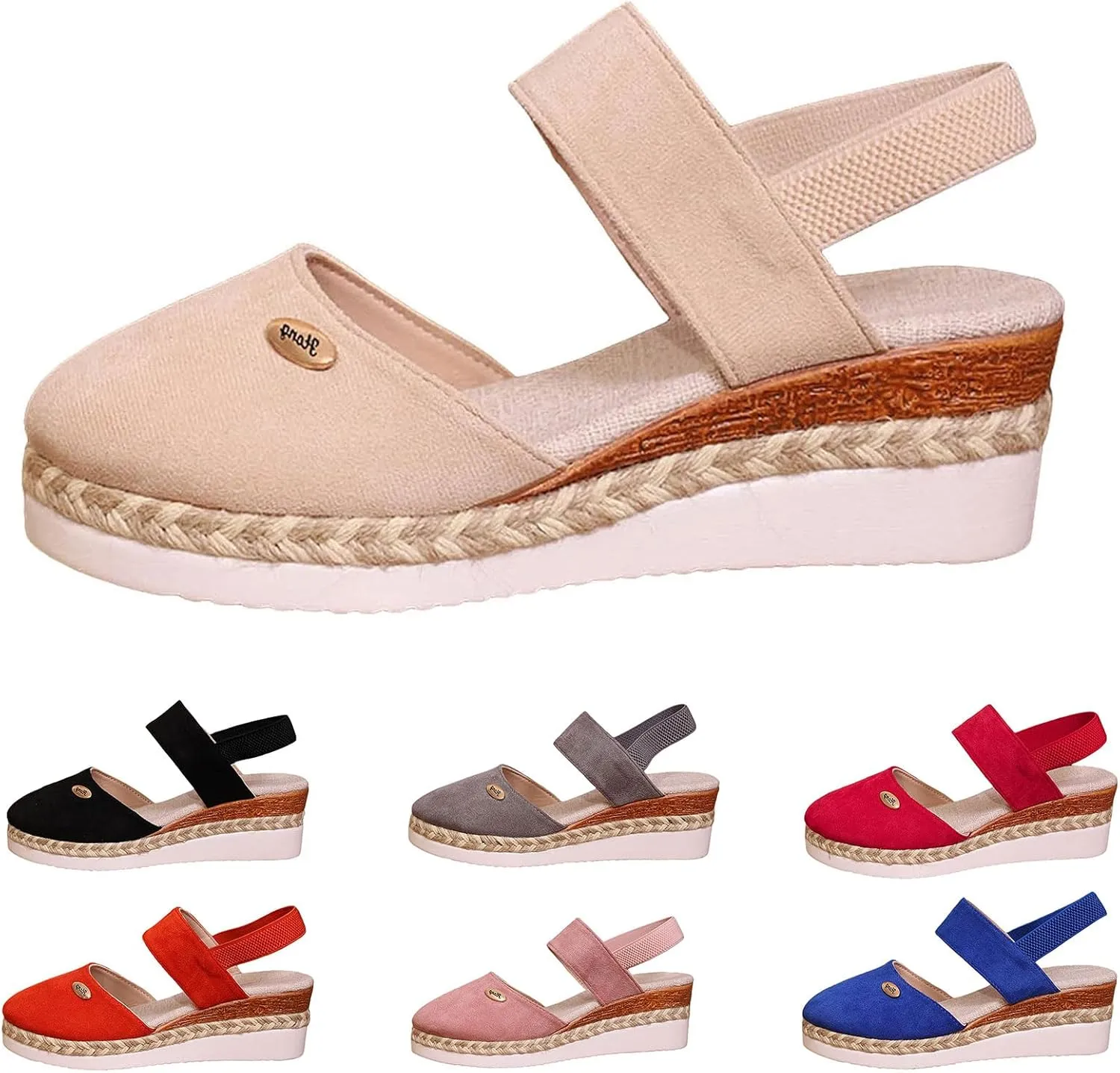 Womens Espadrilles Wedge Sandals Comfortable Closed Toe Slip On Sandals with Arch Support Elastic Strappy Ankle Strap for All Occasions: Casual, Work, Party
