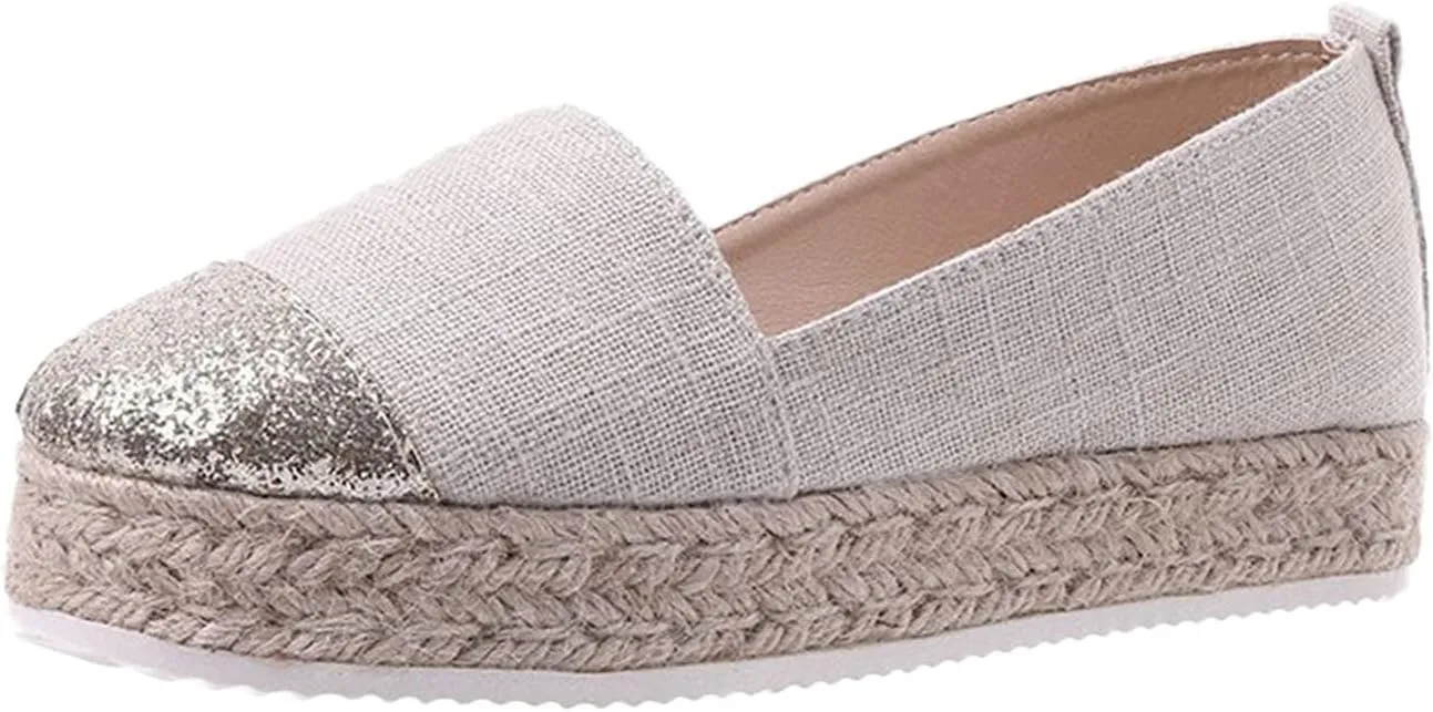 Women's Fashion Solid Casual Shoes Rope Canvas Platform Color Shoes Woven Women's casual shoes Casual Mens Walking Shoes