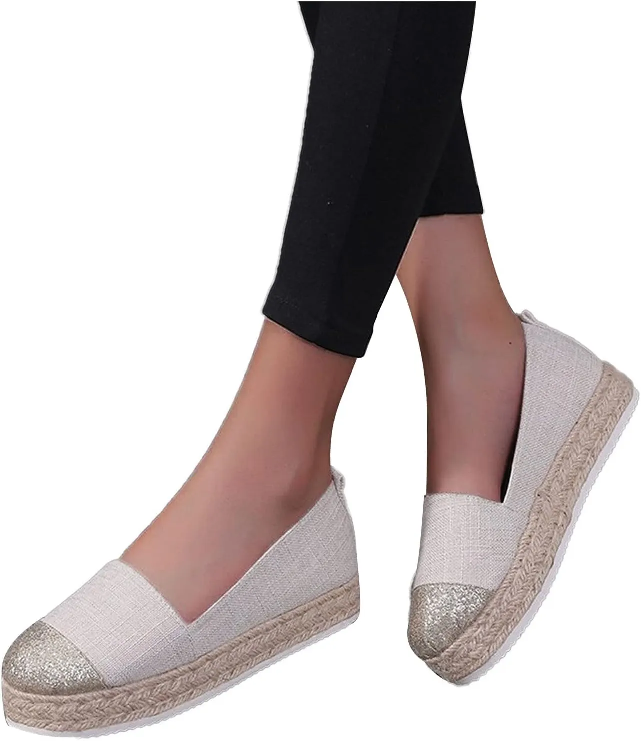 Women's Fashion Solid Casual Shoes Rope Canvas Platform Color Shoes Woven Women's casual shoes Casual Mens Walking Shoes
