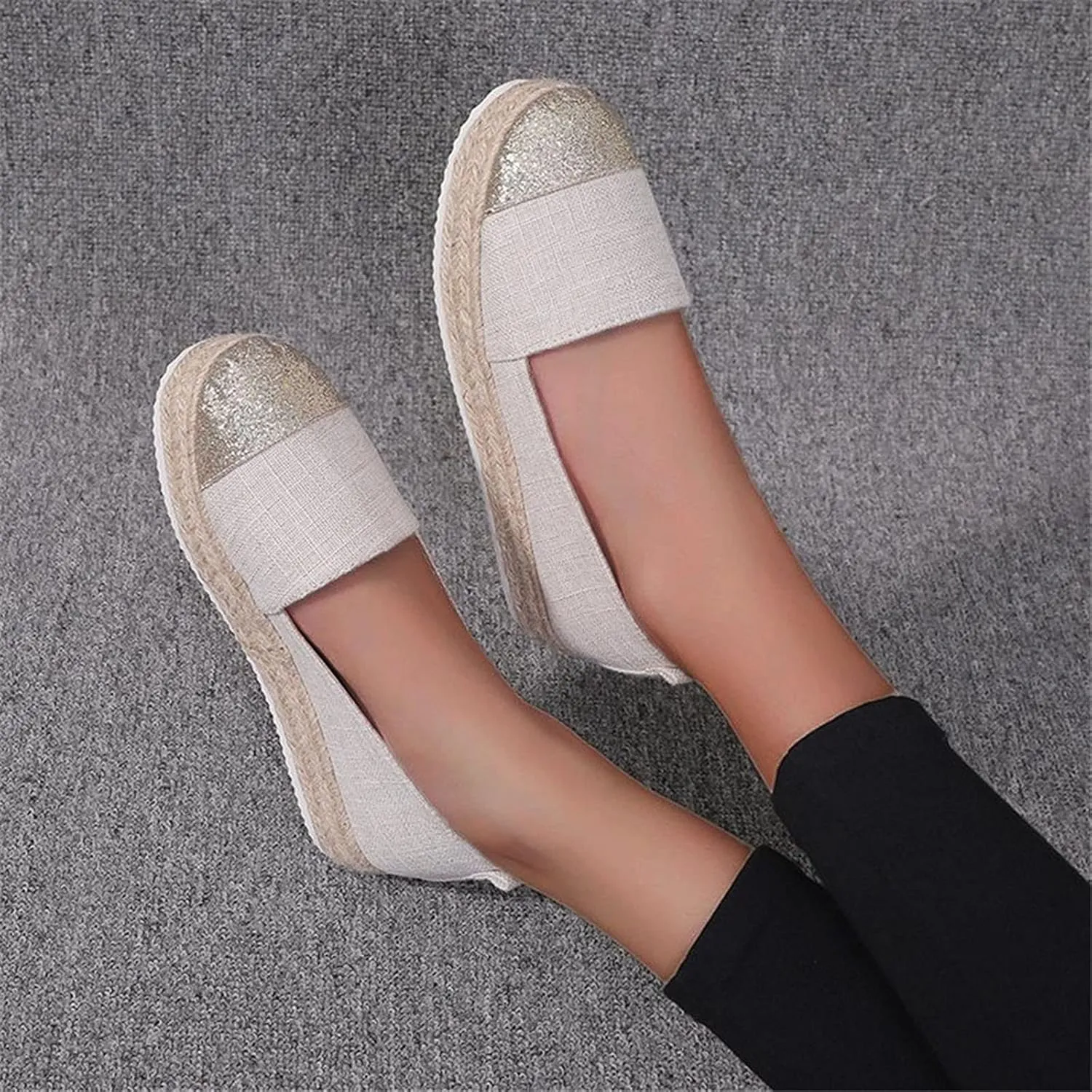 Women's Fashion Solid Casual Shoes Rope Canvas Platform Color Shoes Woven Women's casual shoes Casual Mens Walking Shoes