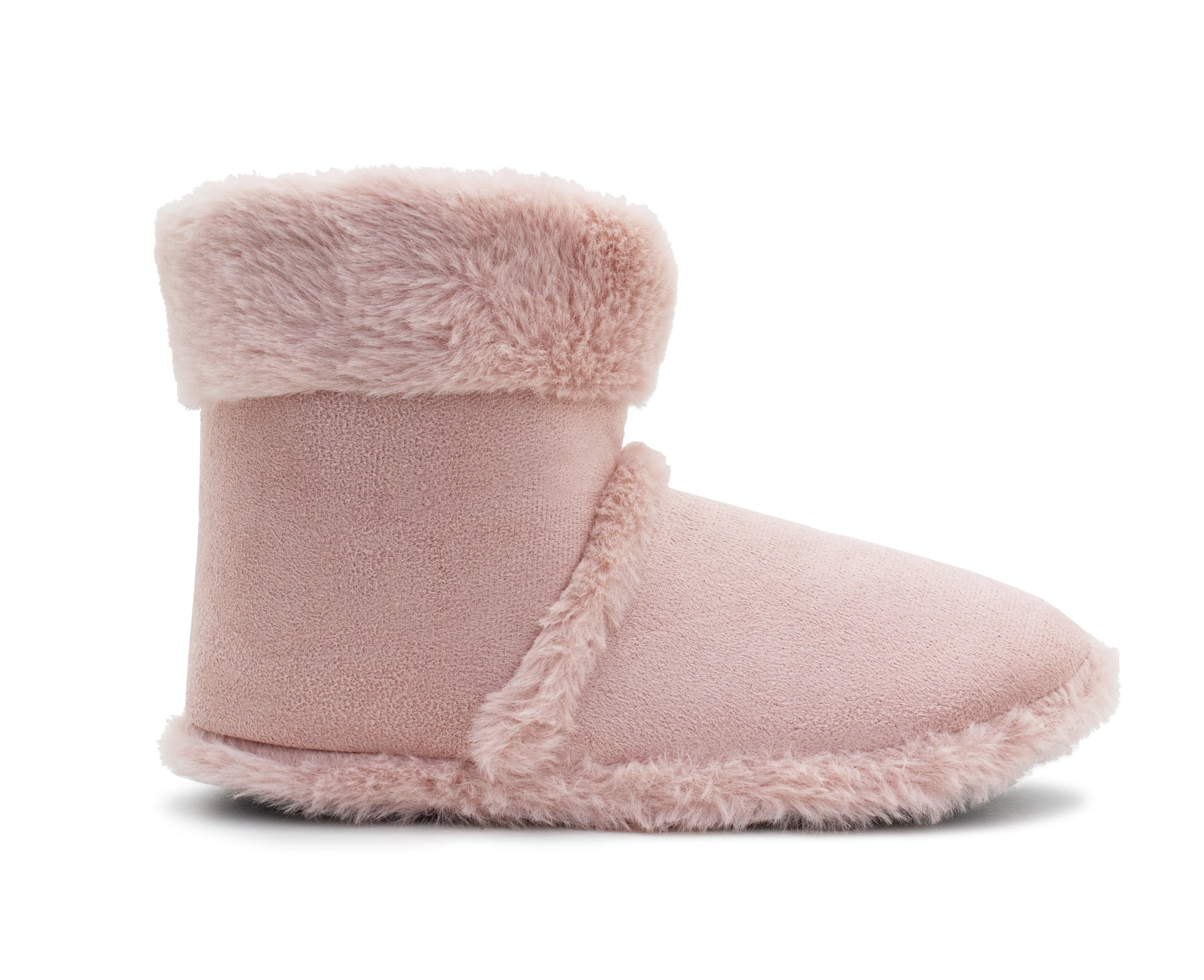 Womens Faux Fur Slipper Boots Warm Lined Ladies Plush Slippers Ankle Booties Lightweight Cosy Winter House Shoes Non-slip Sole Bootees Pink