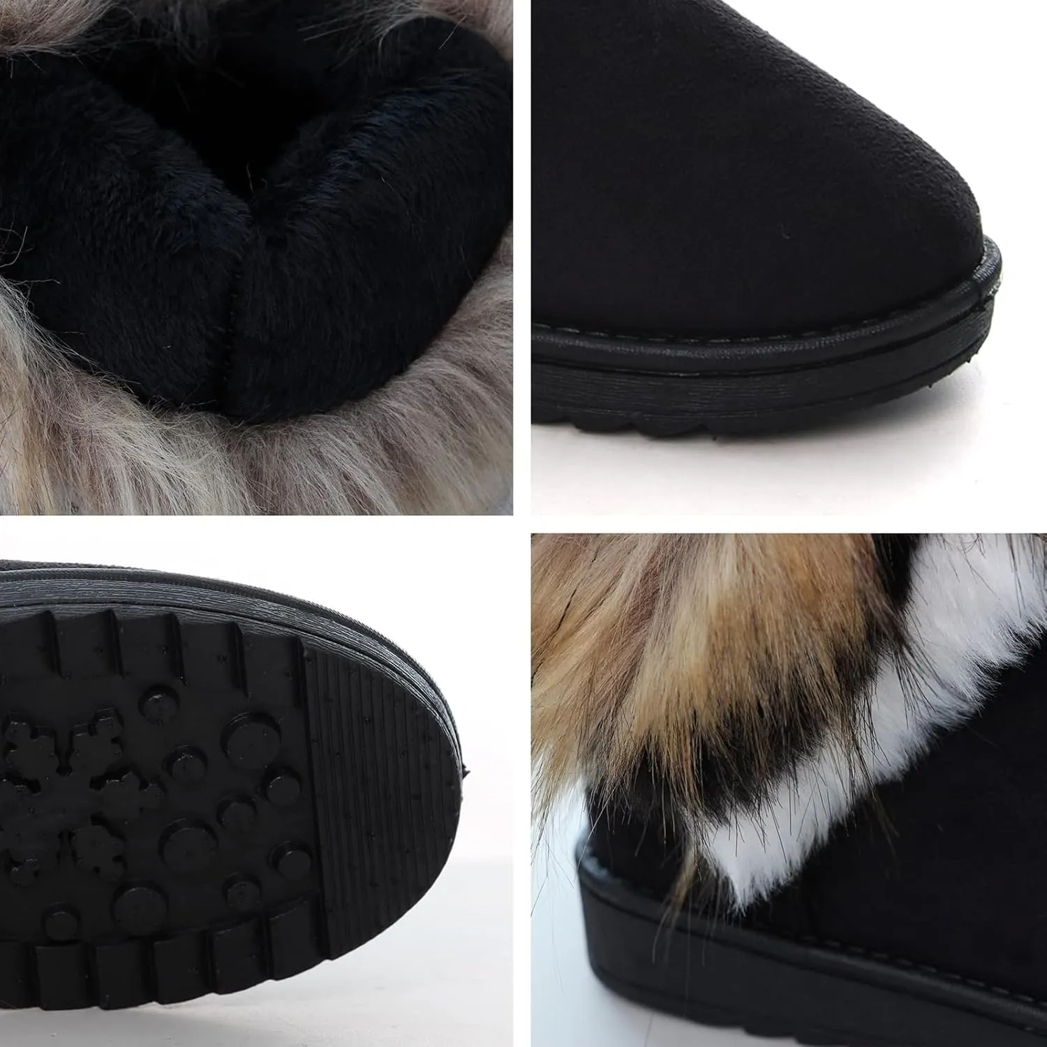 Women's Faux Fur Winter Snow Boot Suede Furry Fluffy Short Ankle Boots Warm Comfortable Outdoor Flat Mid-Calf Boots