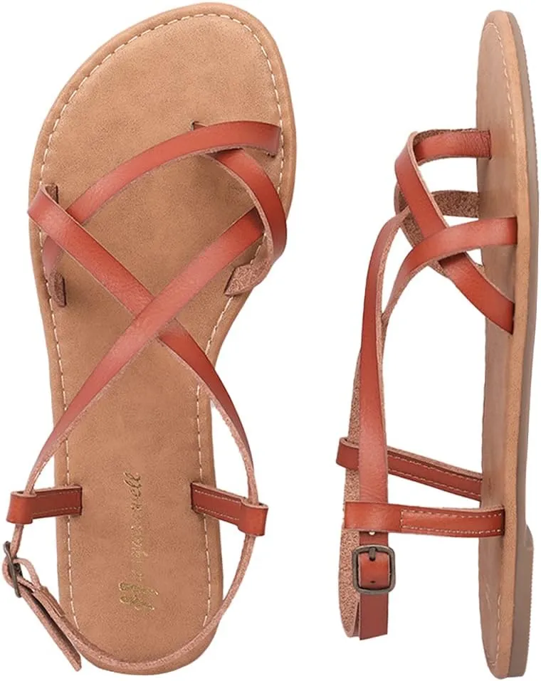 Women's Gladiator Flat Sandals Fisherman Strappy Sandals Ankle Strap Sandals