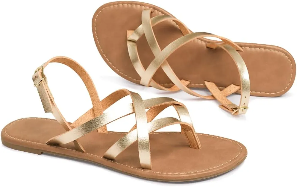 Women's Gladiator Flat Sandals Fisherman Strappy Sandals Ankle Strap Sandals