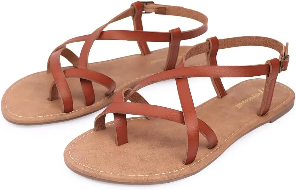 Women's Gladiator Flat Sandals Fisherman Strappy Sandals Ankle Strap Sandals