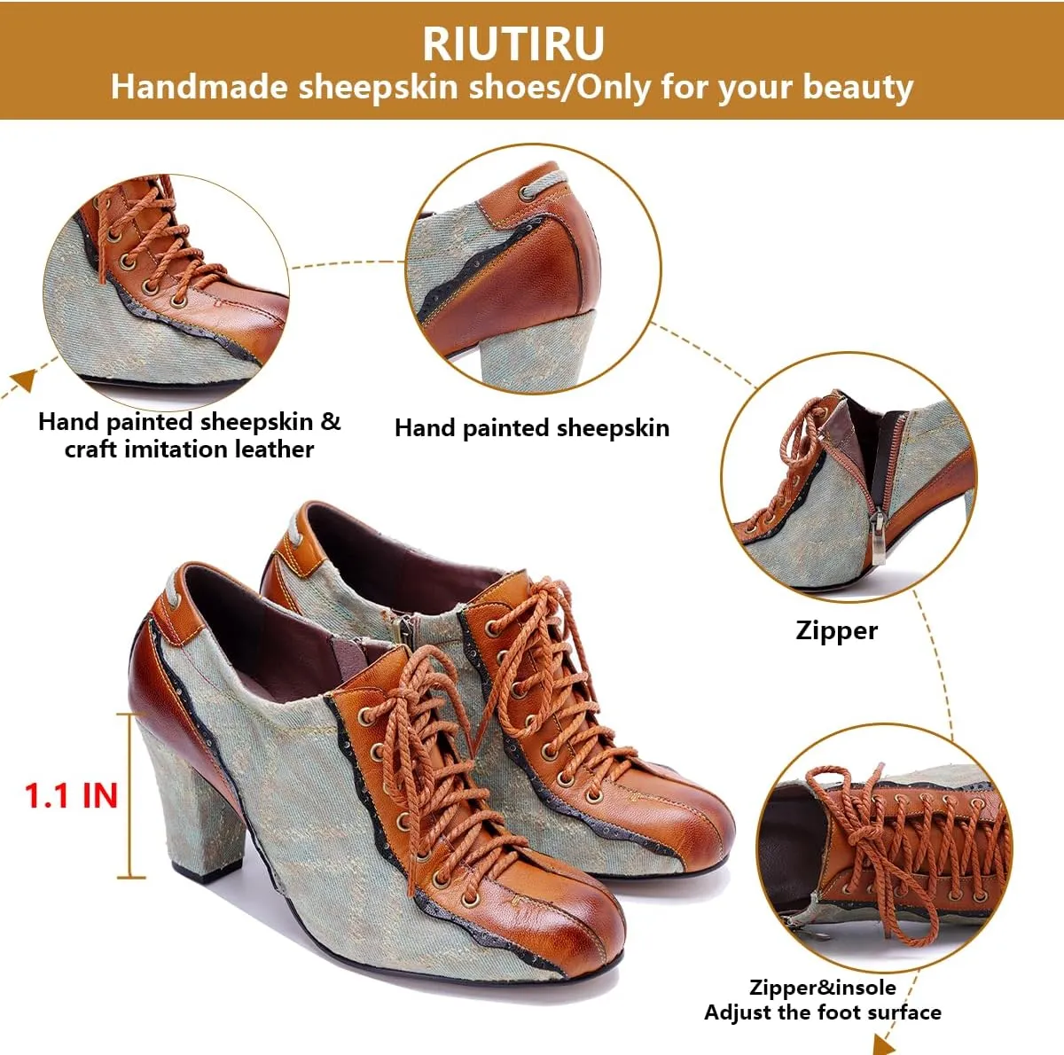 Women's Handmade Lambskin Oxford Loafers Shoes with Retro Ethnic Printed Style, Brock Design for Casual and Fashion Collegiate Style