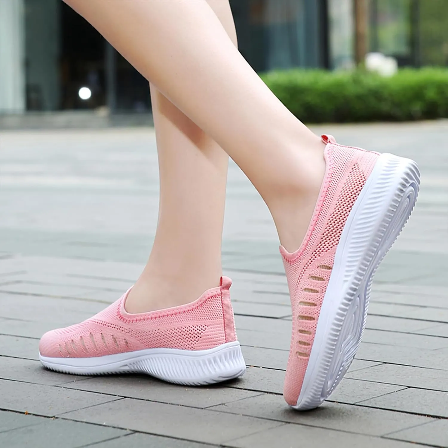 Womens Knitting Platform Orthopedic Sneakers Comfor Non Slip Out Increase Height Casual Walking Shoes Fashionable Slip-On Mom Shoes Anti Slip Breathable Nurse Work Shoes