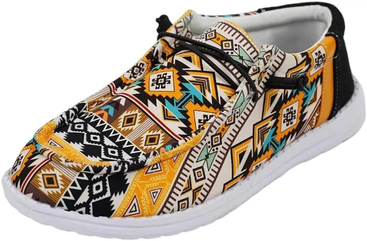 Women's Lace-up Loafers Canvas Loafers with Arch Support Color Painted Wide Width Walking Sneakers Comfortable Slip-on Sneakers