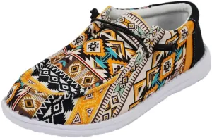 Women's Lace-up Loafers Canvas Loafers with Arch Support Color Painted Wide Width Walking Sneakers Comfortable Slip-on Sneakers