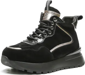 Women's Leather and Suede Boot,Faux Fur-Lined