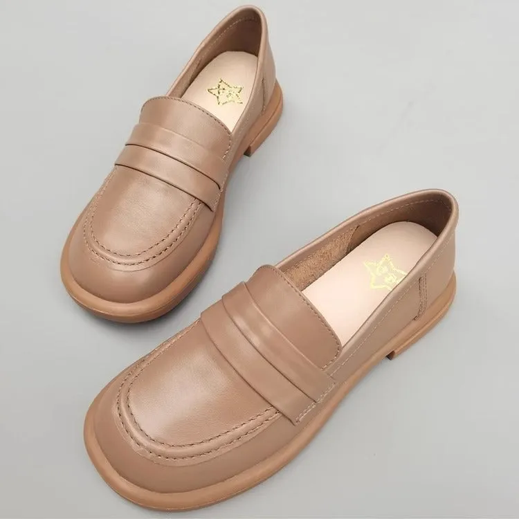 Women's Leather Casual Comfort Flat Loafers