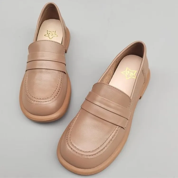 Women's Leather Casual Comfort Flat Loafers