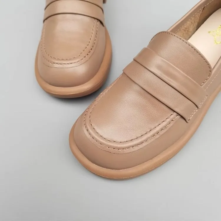 Women's Leather Casual Comfort Flat Loafers