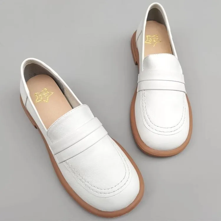 Women's Leather Casual Comfort Flat Loafers