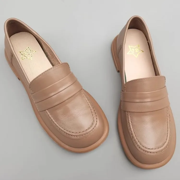 Women's Leather Casual Comfort Flat Loafers