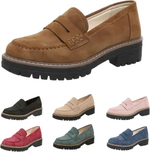 Womens Loafers Shoes Platform Chunky Penny Loafer Lug Sole Wide Width Comfortable Slip On Chunky Shoes for Women Work Office Business Casual Dress Shoe Walking Dresses Trendy Flats Loafer Sneakers