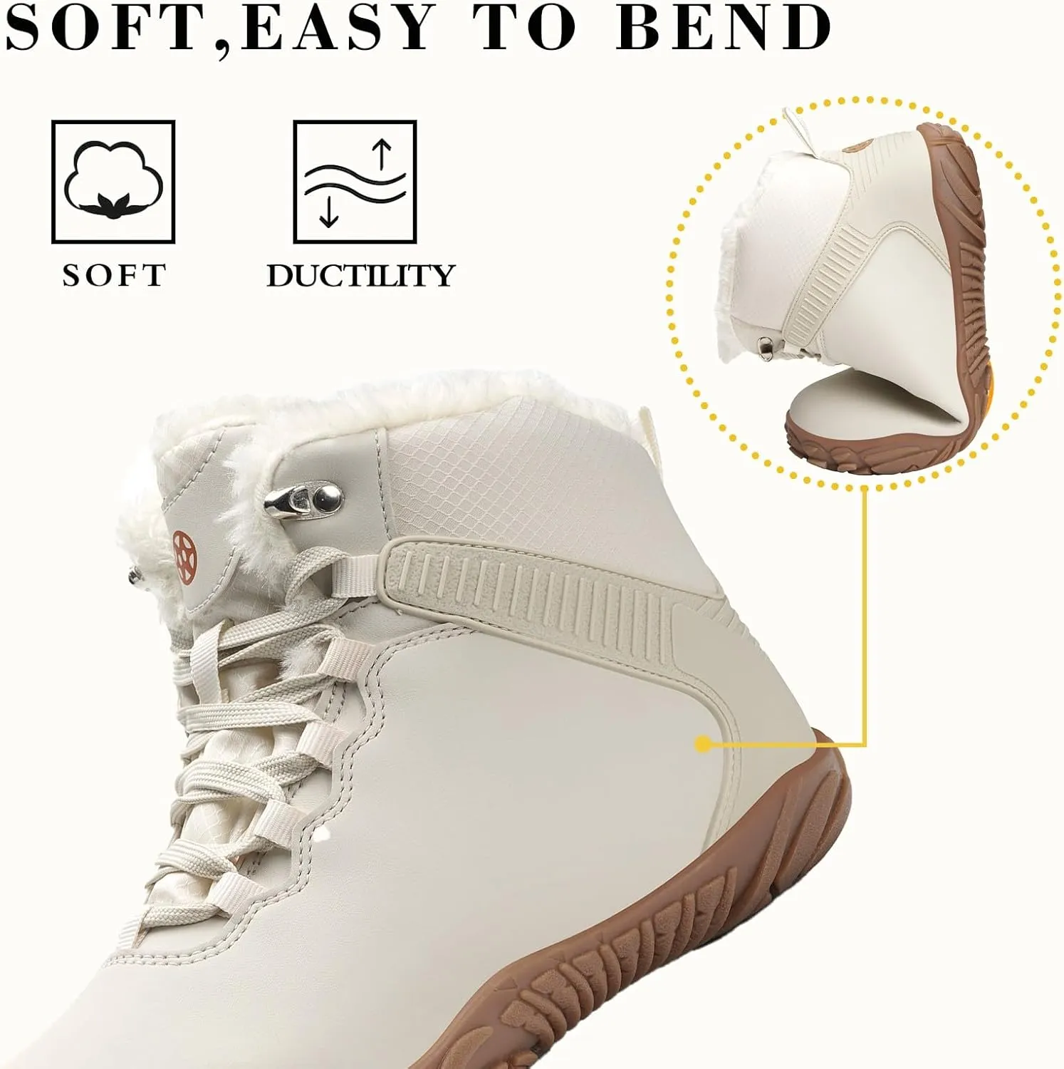Womens Mens Barefoot Boots Shoes | Waterproof Winter Snow Boots | Warm Ankle Booties with Arch Support | Wide Width Work Hiking Boots | Zero Drop Sole |