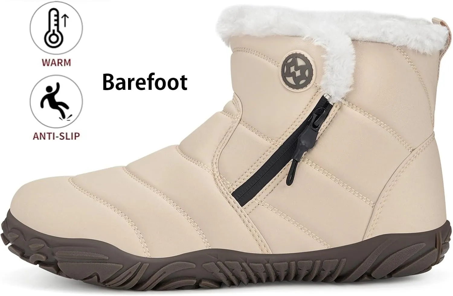 Womens Mens Barefoot Boots Shoes | Winter Snow Boots | Warm Ankle Booties | Zero Drop Sole | Wide Toe Box |