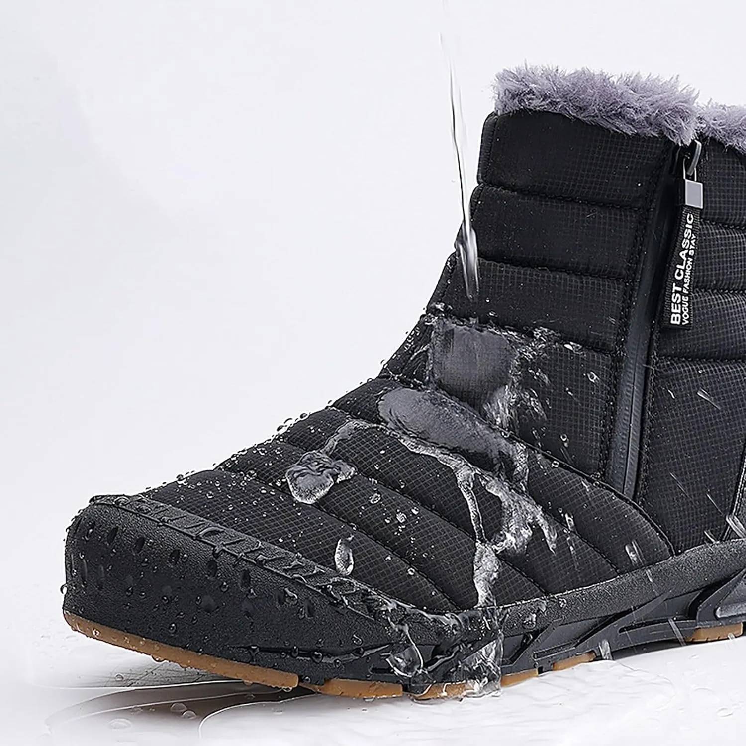 Womens Mens Hiking Boots Waterproof Fuzzy Boots Lightweight Insulated Fur Boots Work Trekking Trail Climbing Shoes Snow Boots