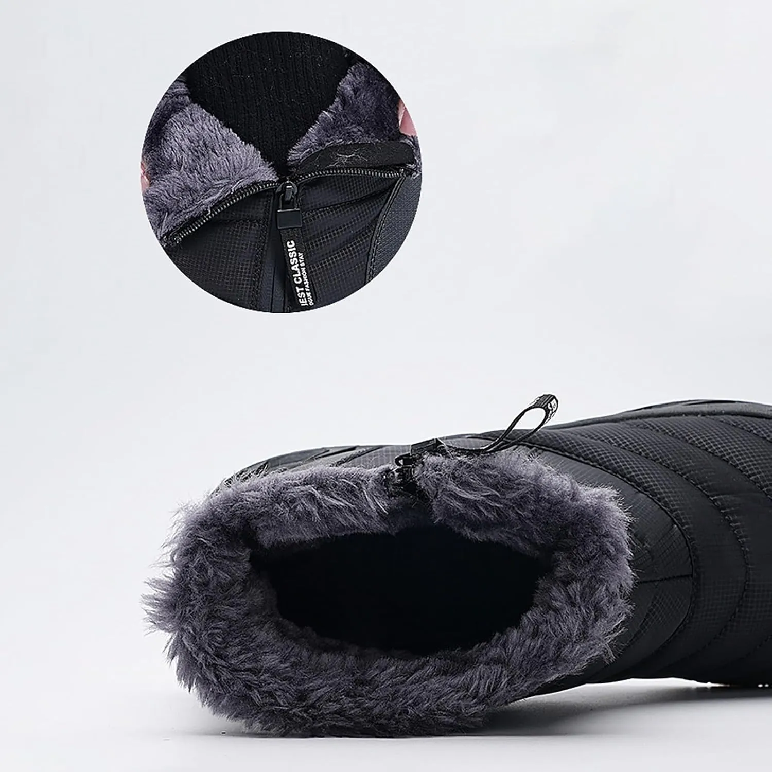 Womens Mens Hiking Boots Waterproof Fuzzy Boots Lightweight Insulated Fur Boots Work Trekking Trail Climbing Shoes Snow Boots