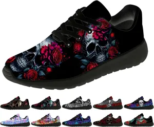 Women's Men's Skull Shoes Flower Running Shoes Skull Tennis Sneakers Gifts for Women Men