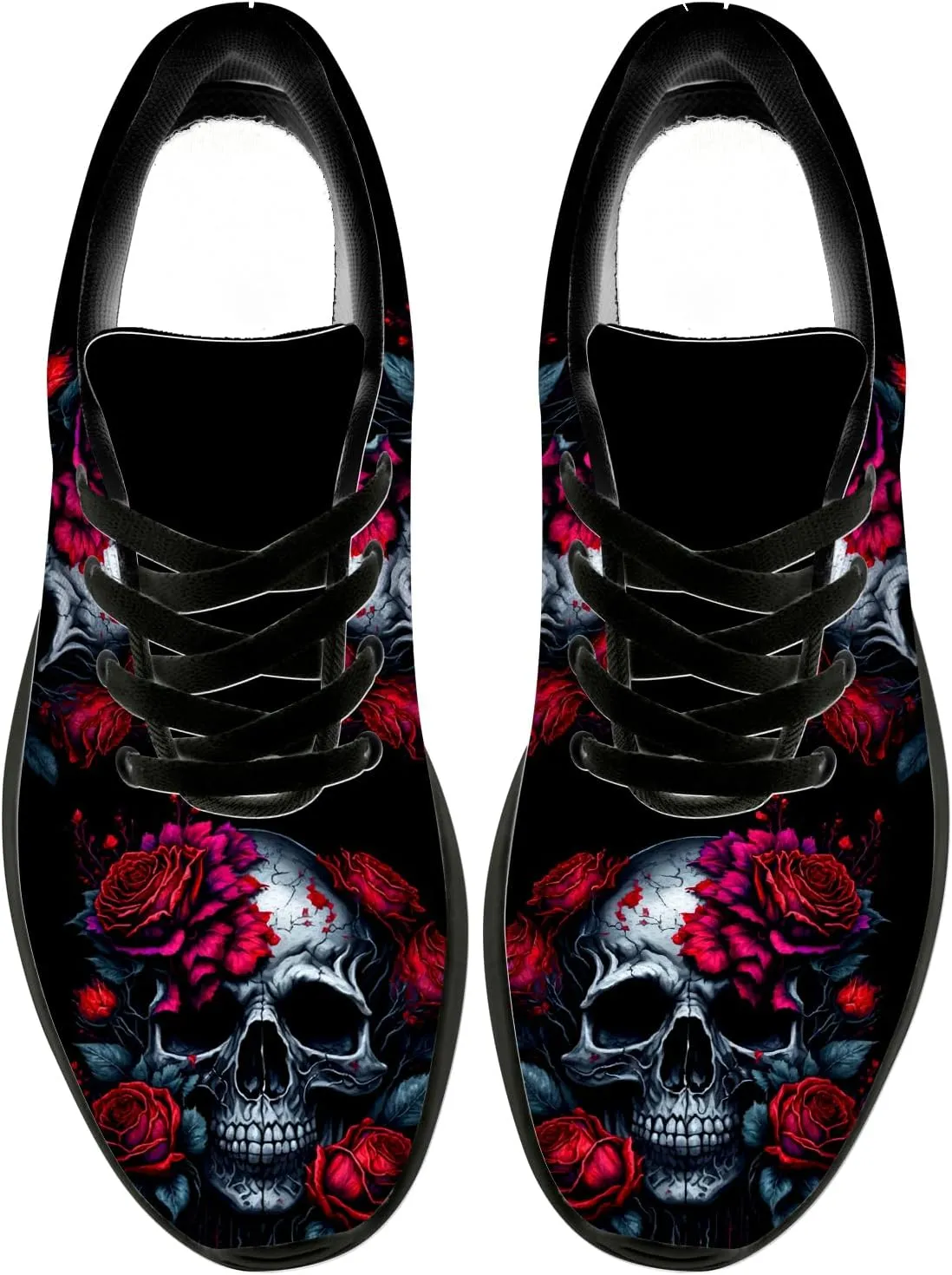 Women's Men's Skull Shoes Flower Running Shoes Skull Tennis Sneakers Gifts for Women Men