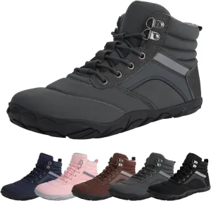 Womens Mens Winter Barefoot Boots Warm Minimalist Wide Toe Box Snow Boots Zero Drop Sole Outdoor Water Resistant Ankle Booties
