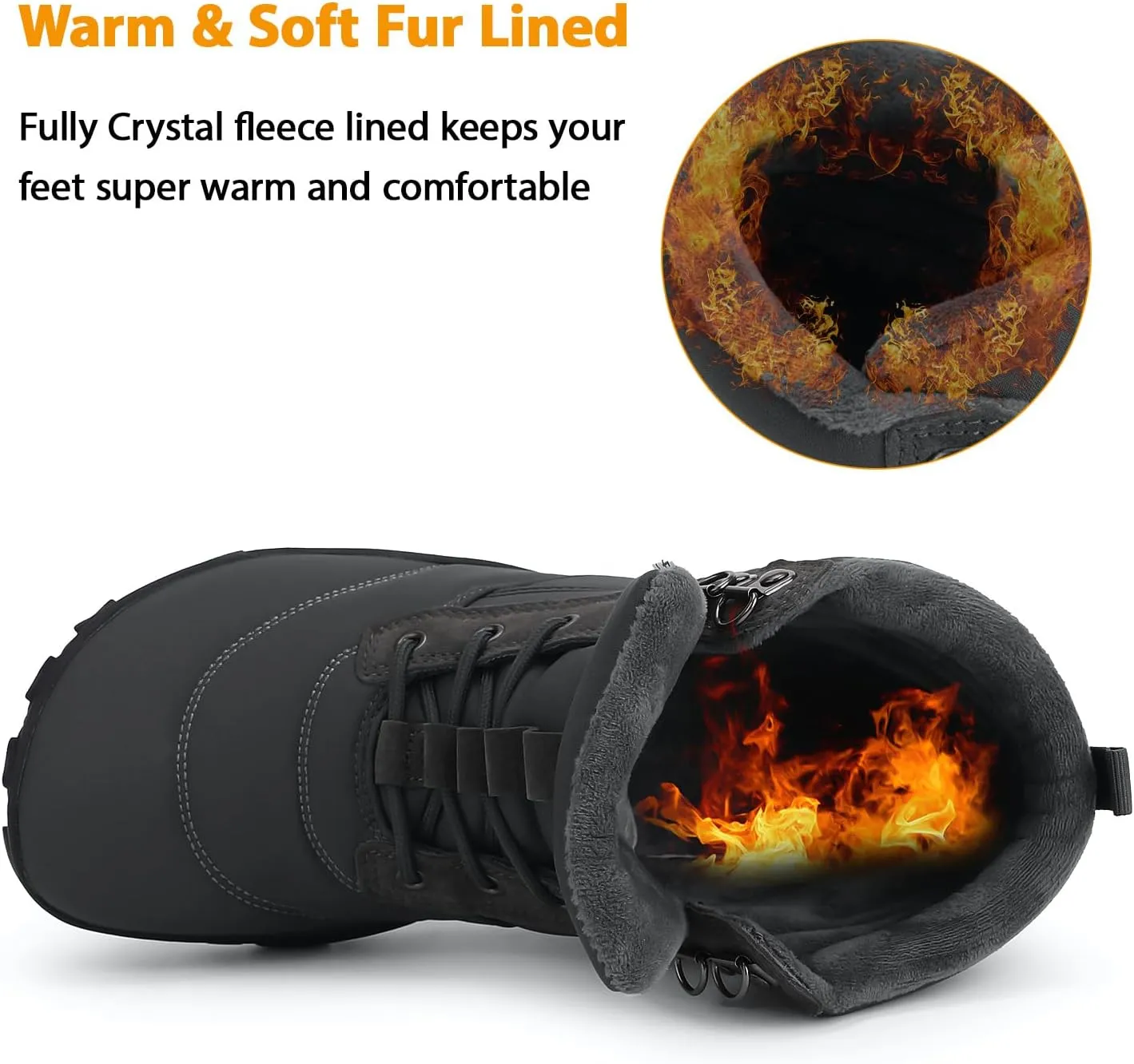 Womens Mens Winter Barefoot Boots Warm Minimalist Wide Toe Box Snow Boots Zero Drop Sole Outdoor Water Resistant Ankle Booties