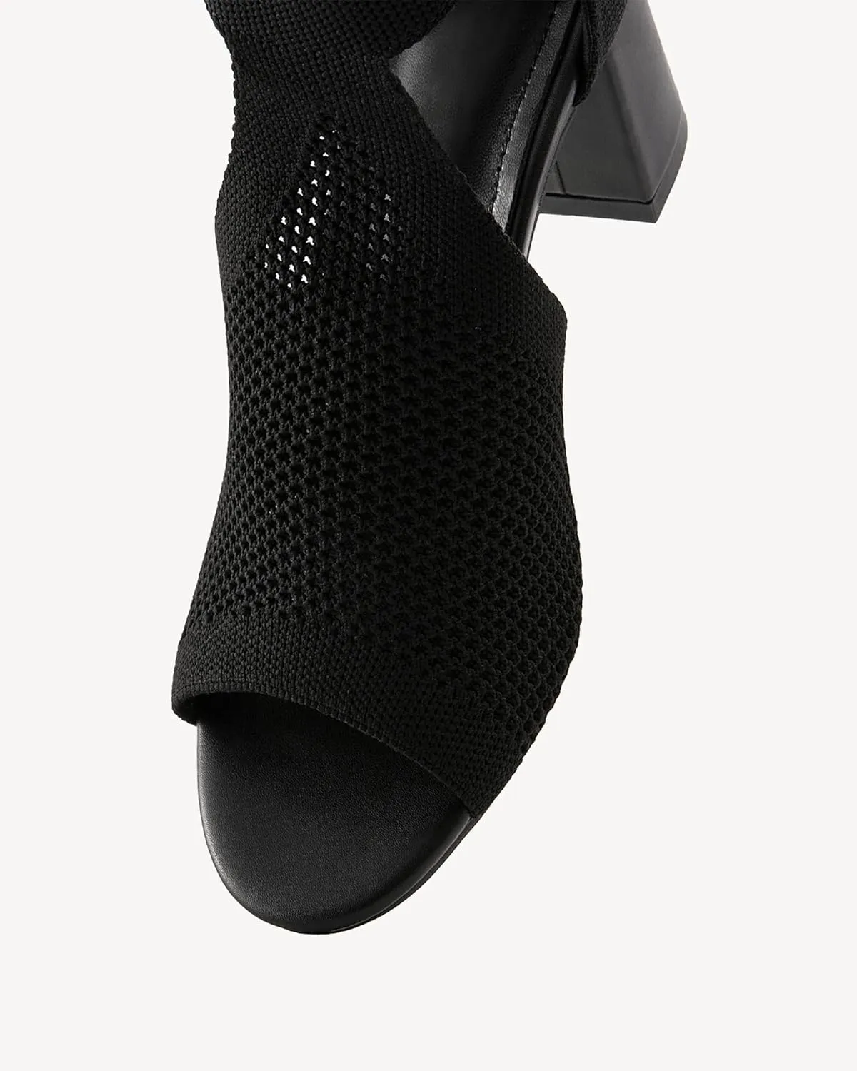 Women's Mousse Fit Knit Ankle Strap Sandals, Open Toe Block Chunky Heel Pumps
