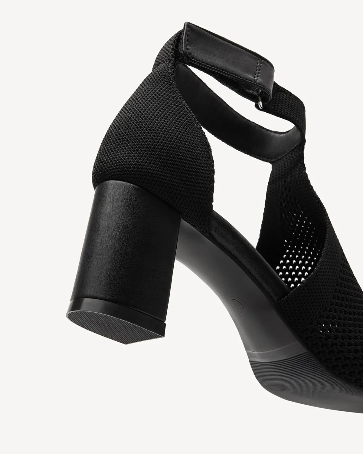 Women's Mousse Fit Knit Ankle Strap Sandals, Open Toe Block Chunky Heel Pumps