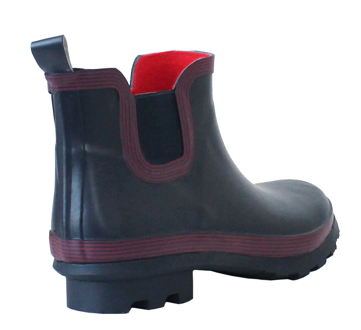 Womens Navy Wellington Low Cut Wellies Short Ankle Wellington Boots