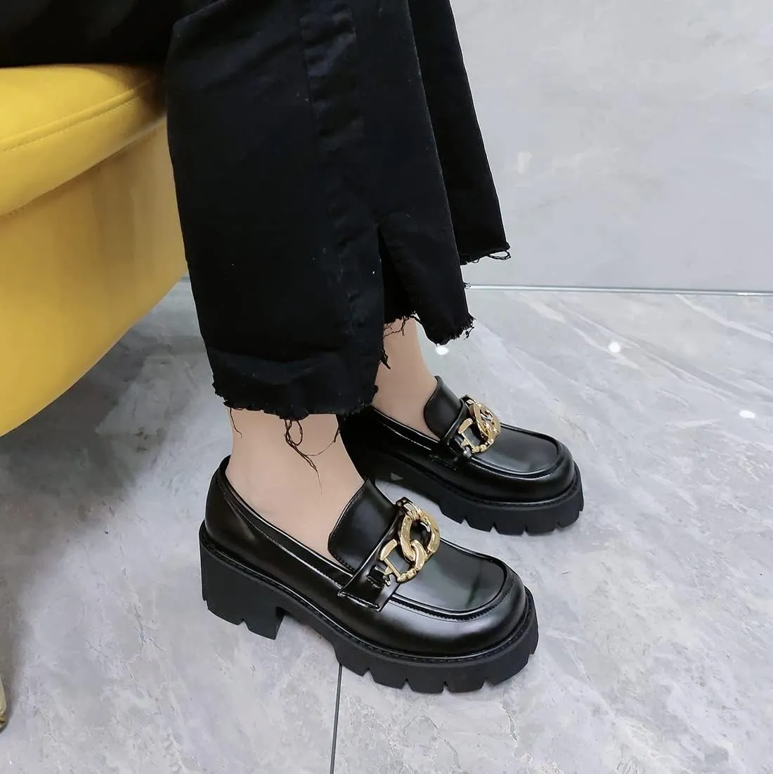 Women's Office Lady Oxfords Dress Platform high Heels Loafers Shoes
