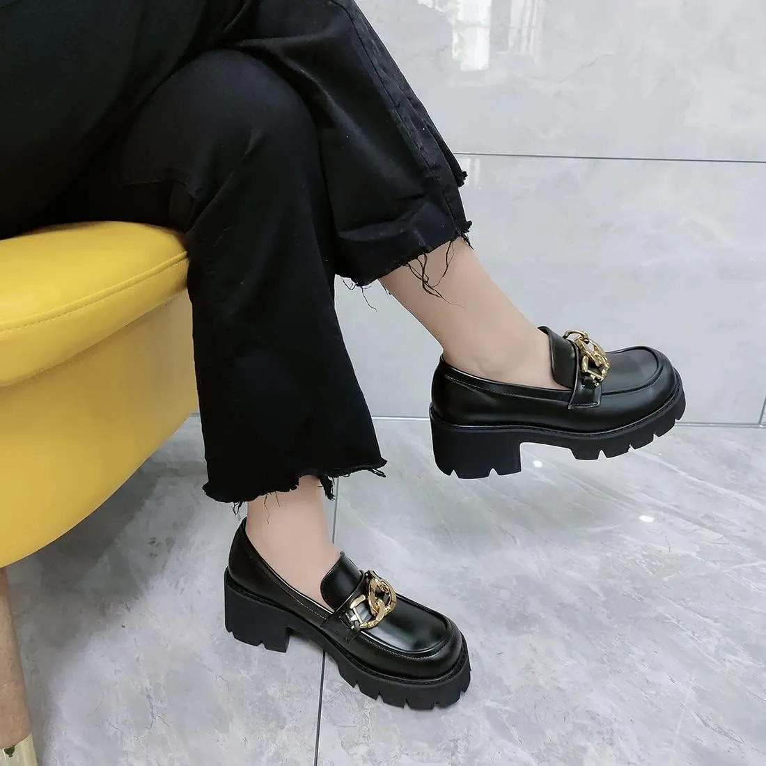 Women's Office Lady Oxfords Dress Platform high Heels Loafers Shoes