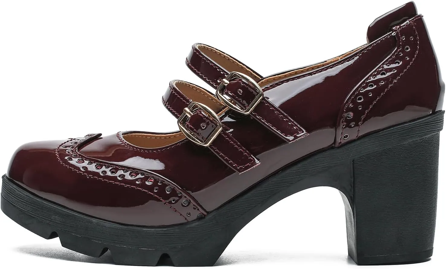 Women's Platform Mary Jane Shoes Ankle Strap Goth Chunky Block Heels Comfortable Round Toe Oxfords Dress Wedding Shoes Pumps